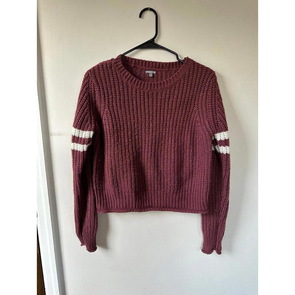 Charlotte Russe Rose Pink Knit Sweater with White Stripes